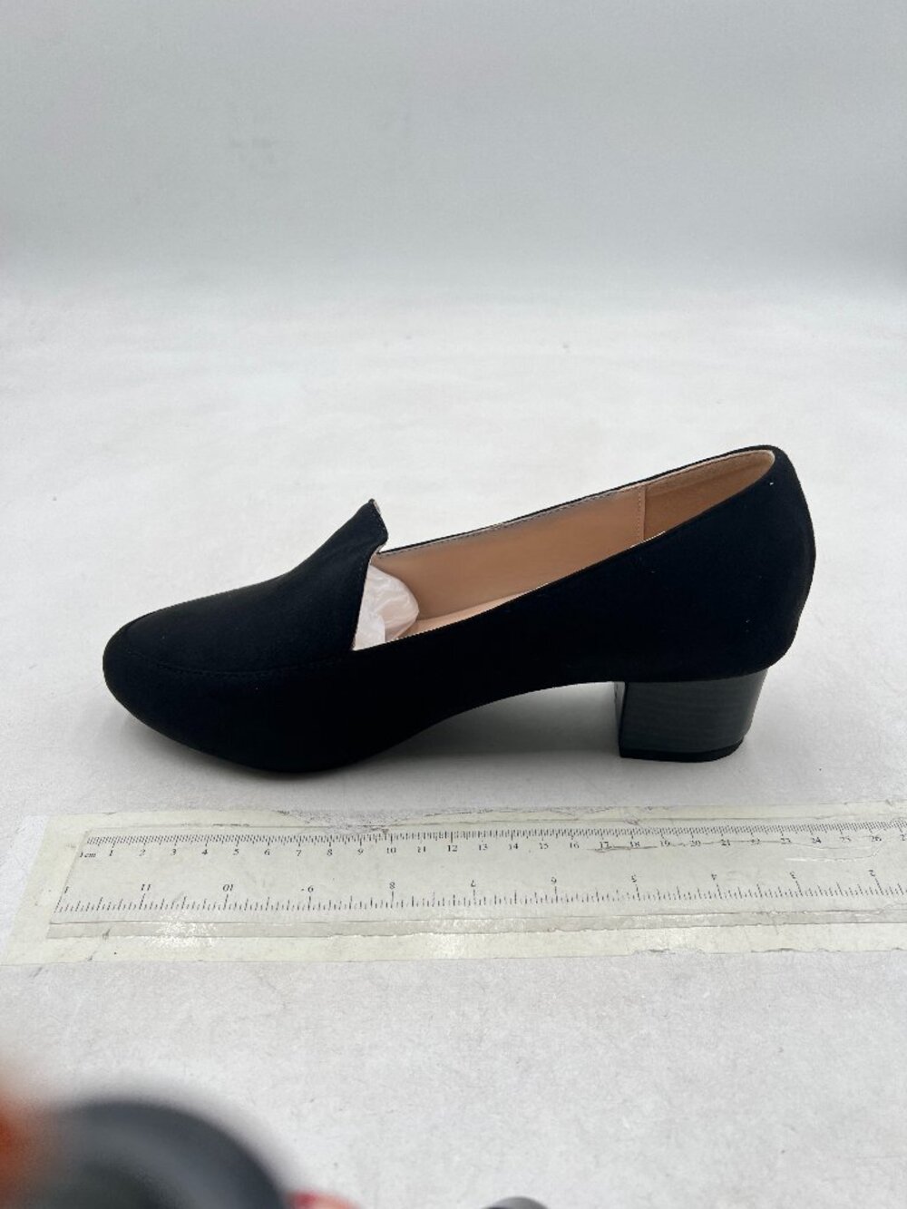 FOWT Black Round Toe Penny Loafers Chunky Low Heel Slip on Pumps Shoes